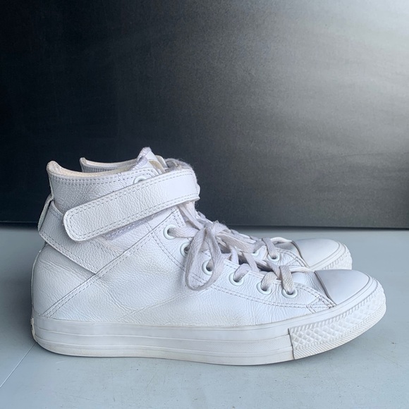 Converse Chuck Taylor Brea Hi Top Sneakers Women’s Size 8.5 White Leather Strap - Picture 1 of 12